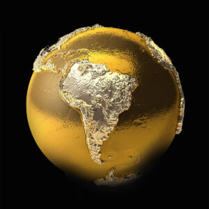 ゴールドの箔でできた地球